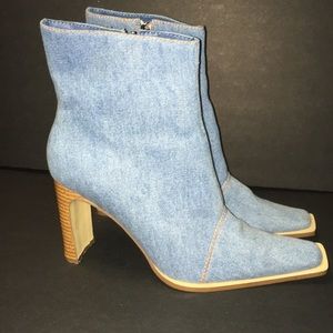 Denim Square Toe Ankle Boots👢